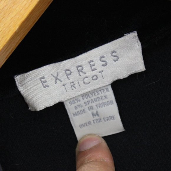 Vintage Express Tricot Velvet Shirt Top Womens Black Button Down Size Medium M - Picture 5 of 8